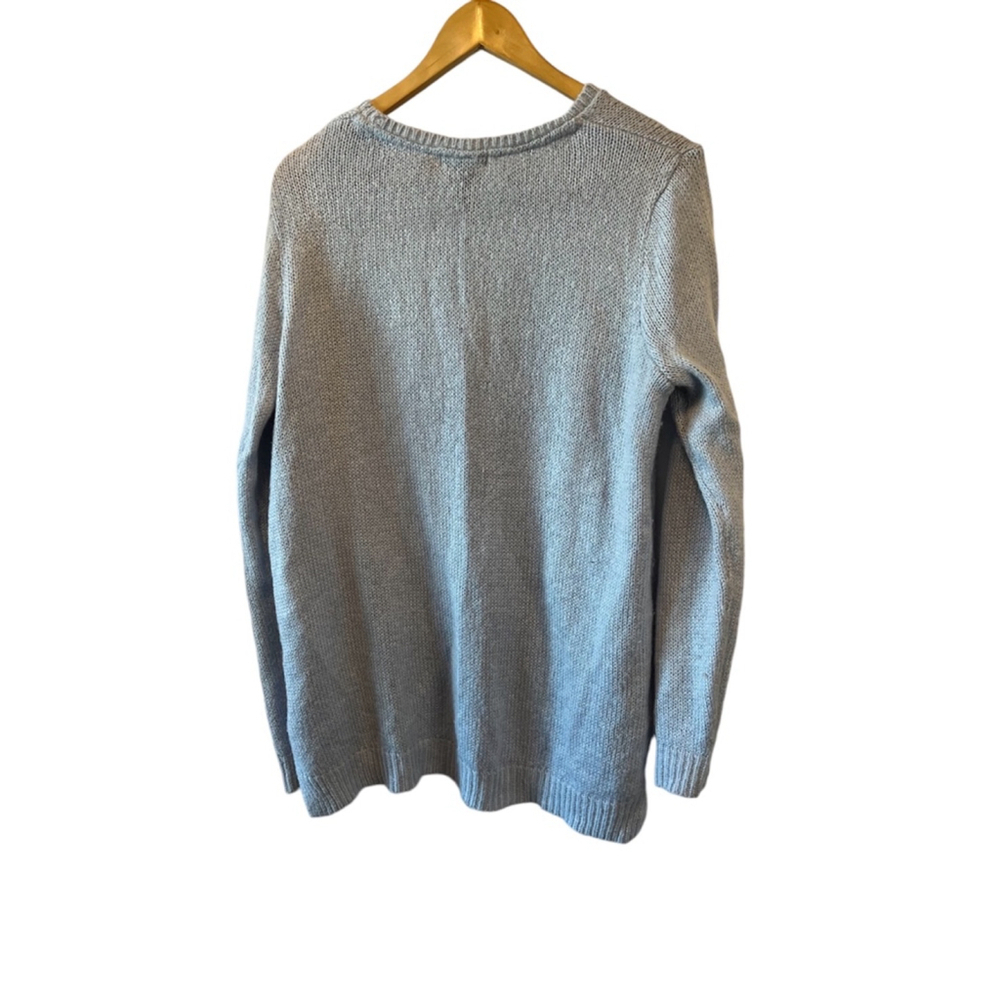 H&M Blue Mohair Blend Long Sleeve Knit Pullover Crew Neck Knit Sweater L - Picture 4 of 9